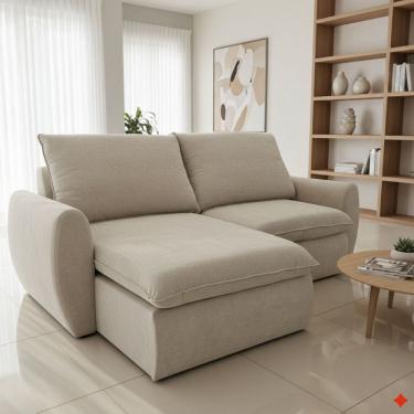 Imagem de Sofá Retrátil e Reclinável 230cm Cúbica Pietro Bege