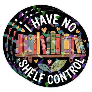 Imagem de (3 peças) Adesivo de leitura I Have No Shelf Control Cute Book Lover Library Readers Decalque holográfico para laptop, copo, Kindle, garrafa de água, caderno de 7,6 cm