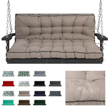 Imagem de RUFXIEZW Almofadas de substituição de balanço com encosto, 2 ou 3 lugares à prova d'água, antiderrapante, almofada de banco interna/externa para móveis de jardim e cadeira de varanda (cáqui, 101 x 160