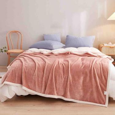 Imagem de Cobertor de lã com ponderação, cobertores e mantas femininas masculinas para cama, cachecol adulto, longo, duplo, solteiro para sofá, macio e confortável para primavera, outono, lavável na máquina