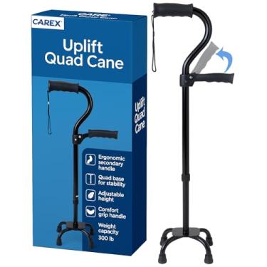 Imagem de Carex Bengala quádrupla Uplift para homens e mulheres com base de 4 pontas para equilíbrio e estabilidade extras, bengala de caminhada para idosos e adultos com alça secundária para suporte adicional