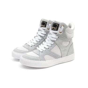 Imagem de Tênis Sneaker Feminino Cano Alto Academia Fitness Couro Legítimo-Feminino