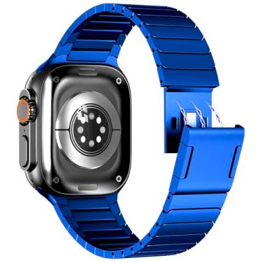 Imagem de NewWays Pulseira magnética compatível com Apple Watch Ultra 3, 2 e 1, séries 11, 10, 46 mm, 45 mm, 44 mm, séries 9, 8, 7, 6, SE 5 e 4, fecho magnético, azul