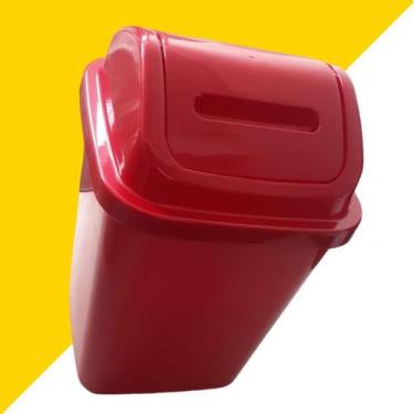 Imagem de Lixeira Básica Basculante Para Pia 5,5 Litros - HM Utilidades , VERMEL