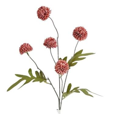 Imagem de Buquê Artificial De Dente De Leão E Rosa-1 Peça Tem Flores Artificiais De Seda De 5 Cabeças Com Folhas De Eucalipto (Café de outono)