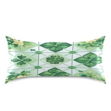 Imagem de ATTX Fronha xadrez verde de São Patrício com fecho de envelope para cabelo e pele, macia, respirável, suave, ambos os lados, capa de almofada de seda refrescante (King 50 cm × 101 cm, 1 peça) #636