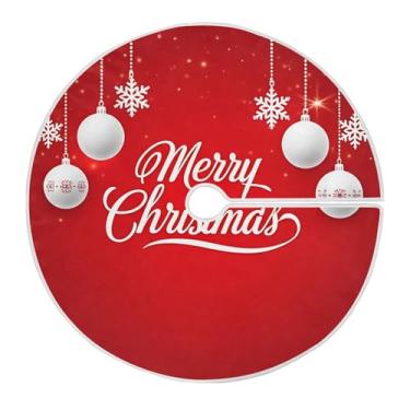 Imagem de SEHANY Saia para árvore de Natal, 122 cm, bola de Natal, flocos de neve, árvore vermelha, decoração de árvore de Natal, tapetes para decoração de festa de Natal em casa