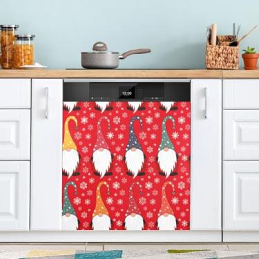 Imagem de ATTX Capa de ímã de lava-louças Christmas Dwarves, 58,4 cm C x 66 cm A, decoração da capa da máquina de lavar louça, decalques de armário doméstico e eletrodomésticos adesivos #534