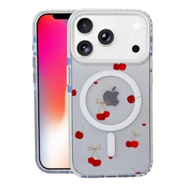 Imagem de Capa Cherry para iPhone 17 Pro, compatível com MagSafe, capa fosca macia e fina, à prova de choque, antiimpressões digitais, antiamarelamento, antiarranhões, capa magnética para Apple, engraçada