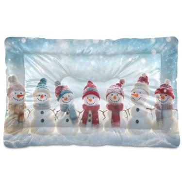 Imagem de Blueangle Bonitos bonecos de neve ultra macios e calmantes para cães médios, cama retangular confortável para animais de estimação, 363 x 24 polegadas (363)