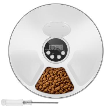 Imagem de Alimentador automático sem fio para animais de estimação 6 refeições com temporizador ajustável, alimentador automático de alimentos secos e molhados para gatos, alimentado por bateria para lanches