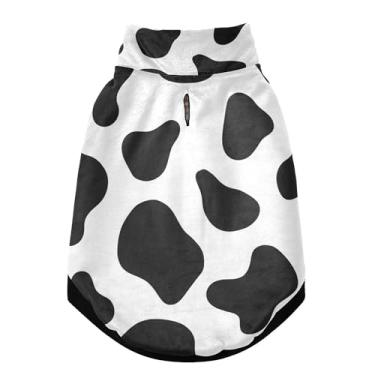 Imagem de SEHANY Casaco de cachorro preto e branco com estampa de vaca para cães pequenos, superquente à prova de vento, jaqueta de inverno macia e aconchegante para clima de neve fria com coleira para animais