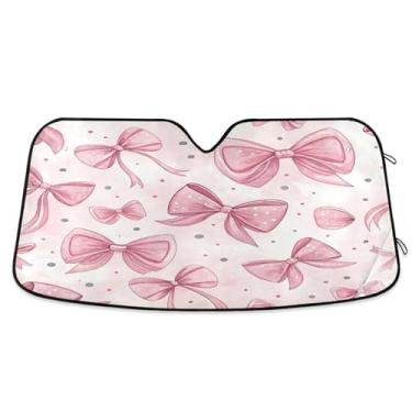 Imagem de ATTX Protetor solar universal Bows Car Windshield 144.8 cmx80.0 cm com proteção UV, persiana de janela frontal automática dobrável para Sedans SUVs caminhões #308