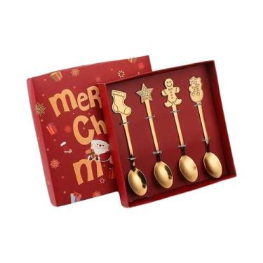 Imagem de Conjunto De Colheres De Café De Natal Em Ouro E Prata, Colheres De Sob