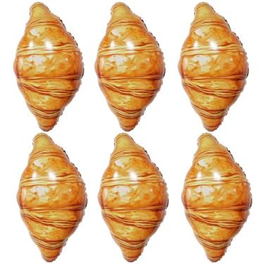 Imagem de TiAaihion Pacote com 6 balões de croissant de 73 x 45 cm, decorações de festa de padaria, balões temáticos de café para café ou decoração de casa