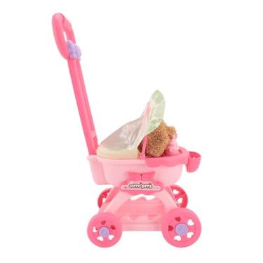 Imagem de SPYMINNPOO Carrinho de Boneca de bebê, Carrinho de Plástico para Bonecas de Estimação para Meninas de 3 a 7 Anos, Brinquedo Leve Com Rodas Resistentes para Brincar de Fingir Em Ambientes Internos e