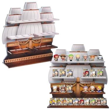 Imagem de AUFGELD Pirate Ship Display Shelf for Funko Bitty Pops One Piece Series – Wall-Mountable Bitty Pop Organizer Rack & Decorative Pirate Ship Shelf