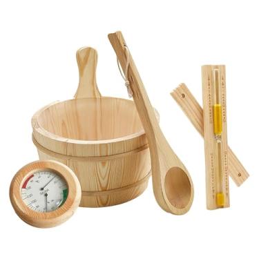 Imagem de Generic Conjunto de 4 Acessórios para Sauna, Premium, Ao Desgaste E, em Formato de Ampulheta.