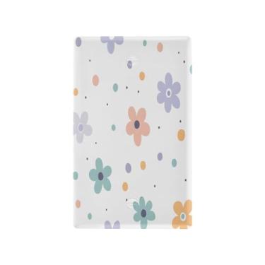 Imagem de Wassud Placa de cobertura de interruptor de luz, capas de tomada decorativas, placa de parede para tomadas elétricas, pétalas simples, em branco, 11 x 6 cm