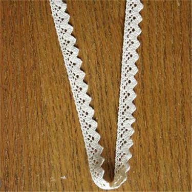 Imagem de Acabamento em renda de algodão, faça você mesmo, fita delicada, borda recortada, 1/2 polegada de largura, 15 metros para embalagem de presente (creme de marfim)