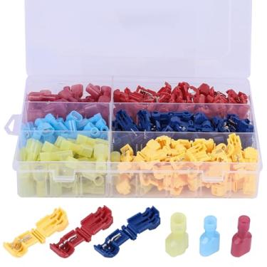 Imagem de Kit de conectores de fio T-Tap com 210 terminais de fio de emenda rápida com nylon totalmente isolado macho kit sortido de terminais de pá de desconexão rápida com estojo de armazenamento