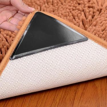 Imagem de YRXEFY Pinças de tapete, 12 peças de fita antiderrapante para pisos e azulejos de madeira, almofadas adesivas de dupla face reutilizáveis mantêm os tapetes seguros e planos