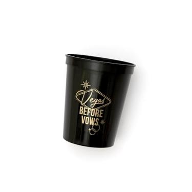 Imagem de ForYourParty.com Copos de estádio Vegas Before Vows, 473 ml, preto e dourado, conjunto de 12