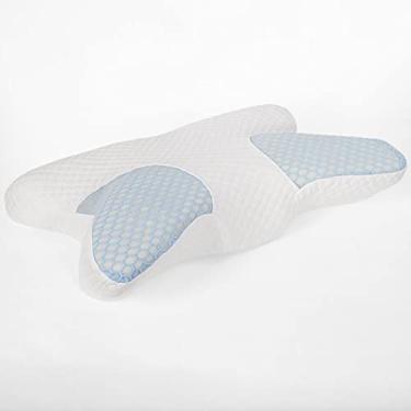 Imagem de SPXMQSS Travesseiros ergonômicos para dormir no pescoço, travesseiro ortopédico de borboleta para dormir nas costas, travesseiro de espuma viscoelástica de contorno cervical para reparos de correção