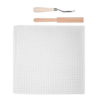 Imagem de aqxreight Tecido de Malha Diy Tapete Feito à Mão Material de Pano de Grade 50x50cm Alça de Madeira crochê Quer Equipado como Bastão você Pode Pano de Madeira e Malha Fazer Tapete de Tecido de Malhacarpete