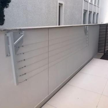 Imagem de Varal Retrátil Dobrável de Parede com Cabo de Aço Encapado – Reforçado 50kg(1,PRETO)