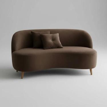 Imagem de Sofa Curvo Organico 2 Lugares Suede - Dritex, Suede marrom