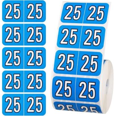 Imagem de 500 adesivos 2025, etiquetas de ano de pasta de arquivo 2025 número ano adesivos 3/4x1-1/2 polegadas 25 anos adesivos coloridos autoadesivos ano 2025 para pastas de arquivos de aba final materiais de