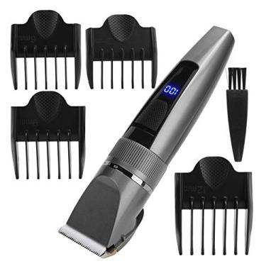 Imagem de Yinhing Máquina de Cortar Cabelo Elétrica Profissional para Homens Ti Cerâmica Faca Móvel Corte de Cabelo Rápido Sem Bloqueio de Cabelo Com 5 Ajustes Finos Display Digital Proteção