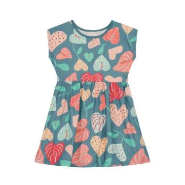 Imagem de Vestido infantil menina de florzinhas Brandili -Azul, Azul, 16
