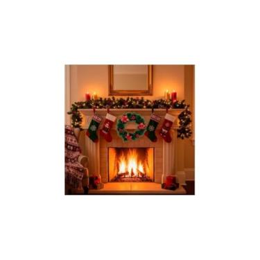 Imagem de Guirlanda Natalina de Porta, Verde, 25cm Diâmetro, Arame e Plástico, com Laço, Tambor, Cereja e Bolas de Natal