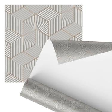 Imagem de Papel de Parede Geométrico 3D Moderno, Padrão Hexagonal em Cinza e Branco, 2,80 Metros, Design Contemporâneo em Relevo