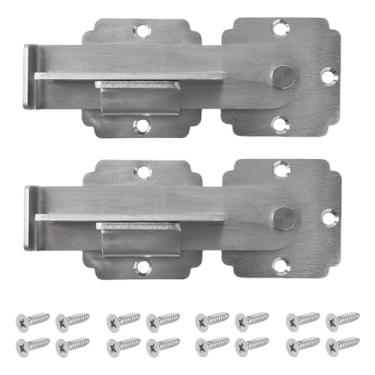Imagem de Pxoerzy Trava de porta flip com orifício para cadeado, trava de porta de aço inoxidável resistente para cerca de madeira ao ar livre, portão aberto, portão duplo, porta de celeiro, galpão, cerca de