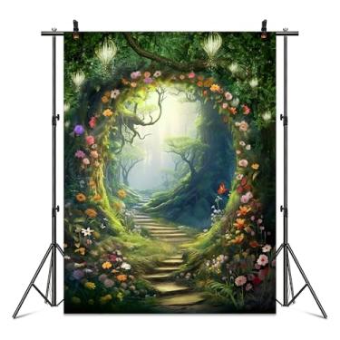 Imagem de Omifly Floresta de fadas 15 x 20 cm A pano de fundo para fotografia encantada floral país das maravilhas vegetação jardim flores árvore primavera planta fundo decorações de festa bolo mesa banner