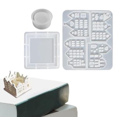 Imagem de Molde de Porta-Vela,Molde De Fundição, De Silicone Para Suporte Com Design De Casa Oca - Para Resina Decoração De Mesa Chocolate Gelatina Iniciantes Feriados Dos