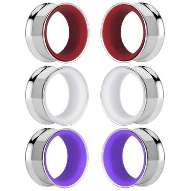 Imagem de DOEARKO 6 peças de alargadores de orelha em forma de coração de aço inoxidável oco duplo alargado alargador alargador túneis piercing corporal joia para mulheres homens 8 mm-19 mm, 19mm(3/4"), Aço