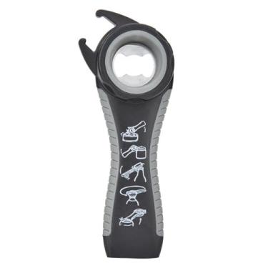 Imagem de Abridor de garrafas de metal multifuncional 5 em 1 ferramenta de abertura de lata e tampa preta