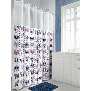 Imagem de Cortina de Box Banheiro Vinil com Ganchos – Cortina para Box Impermeável e Fácil de Limpar (SAIA DOGS)