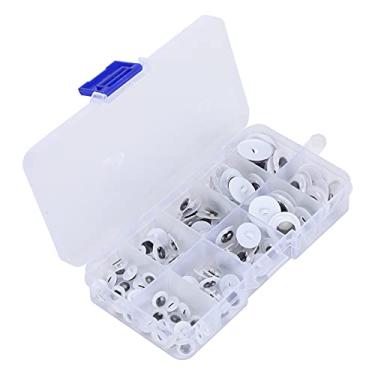 Imagem de KIMISS 100 Unidades Costuradas Em Olhos de Plástico - Tamanhos Variados Em Preto e Branco para Artesanato DIY, Bonecos de Pelúcia, Fantoches e Brinquedos - Ideais para Projetos Escolares e Decorações Sazonais