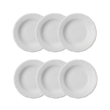 Imagem de Jogo 6 Pratos Fundos Pomerode Brancos 24 cm Porcelana Schmidt
