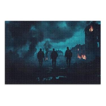 Imagem de Quebra-cabeças soldados Dark Smoky Battlefield 500 peças para adultos, peça grande, quebra-cabeça, jogos para adultos e família