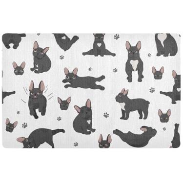 Imagem de TSENQUE Capacho personalizado para cães de ioga buldogue francês engraçado para porta da frente, tapete antiderrapante lavável em casa, 81 x 50 cm