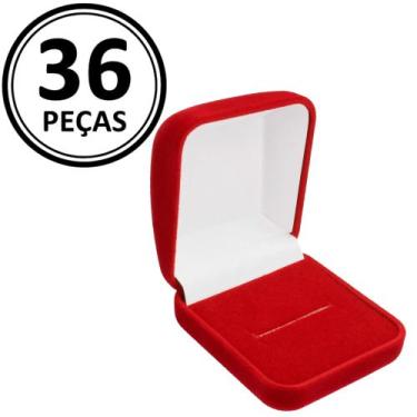 Imagem de 36 Estojos de Veludo Vermelho para Joias com Corte H (anel) - Rei Dos 
