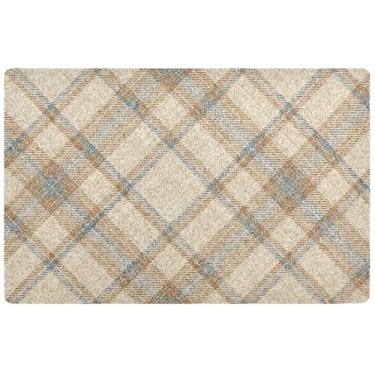 Imagem de TSENQUE Tapete de porta frontal xadrez diagonal personalizado cáqui capacho entrada interna, tapete de porta de outono tapete antiderrapante para casa lavável, 81 cm x 50 cm