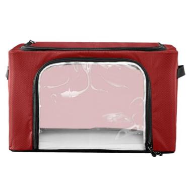 Imagem de GAIGEO Caixa de armazenamento de roupa de cama vermelha escura, sacos de armazenamento para edredons moldura de ferro dobrável 43 x 29 x 25,5 cm