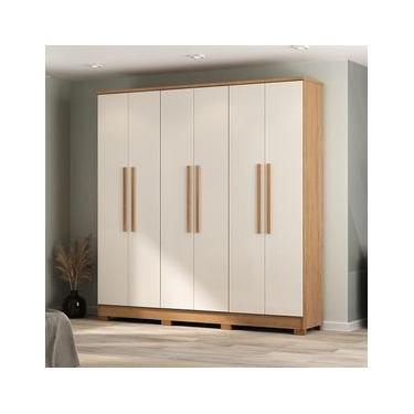 Imagem de Guarda-Roupa Casal Atualle São Paulo 6 Portas com Reflecta Canelato Off White